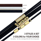 Black Extra Large Long Bracelet Hair Ties for Thick Curly Hair, 3 Pack 3mm Elastic Ponytail Holders Accessories for Women No Damage Stretchy Pony Tails Bands with Gold Metal Charms Beads