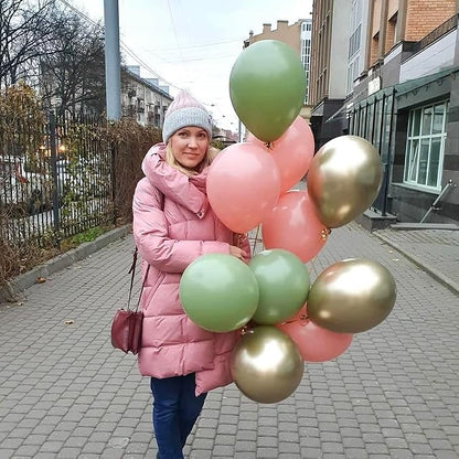 Sage Green and Dusty Pink Balloons, Retro Pink Muted Green White Gold Baby in - Image 8