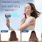Hair Dryer, High-Speed Ionic Low Noise Blow Dryer with Brushless Motor for Fast Drying, Thermo-Control Quiet Compact Hair Blow Dryer, Hairdryer with 1 Nozzle Attachments for Home Salon Travel