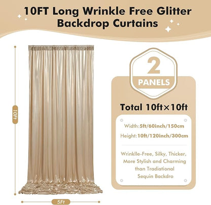 10ftx10ft Champagne Gold Sequin Backdrop Curtain - Image 4