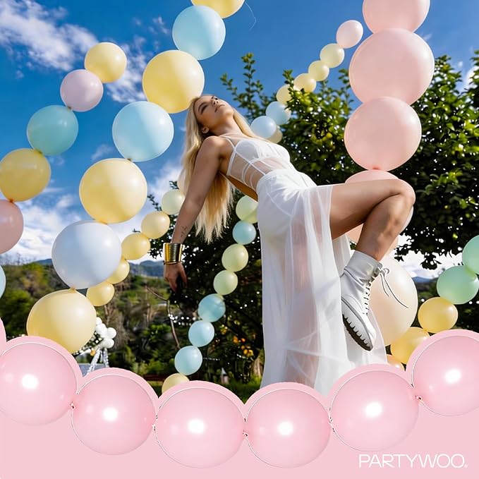 PartyWoo Pastel Linking Balloons 100pcs 12 Inch Rainbow Link Balloons | - Image 7