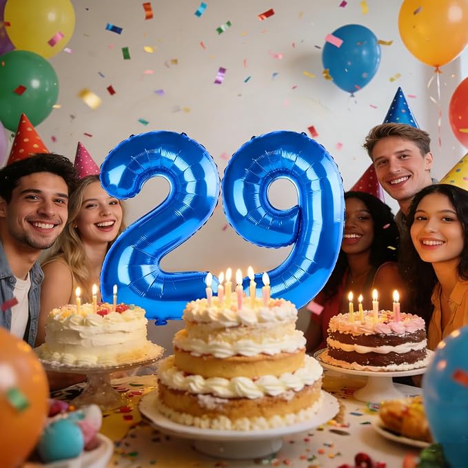 40 Inch Number 29 Balloons for 29th Birthday Party Decorations, 0-100 Dark Blue - Image 2