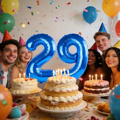 40 Inch Number 29 Balloons for 29th Birthday Party Decorations, 0-100 Dark Blue - Image 2