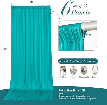 10 ft x 30 ft Wrinkle Free Turquoise Backdrop Curtain - Image 7