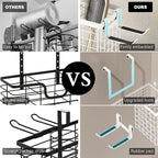 Voldra Hair Dryer Holder Cabinet Door, Adhesive Hair Tool Organizer Wall Mount Adjustable Height Blow Dryer Holder Under Sink/Countertop for Flat Curling Iron, Hair Brush and Straightener (1, White)