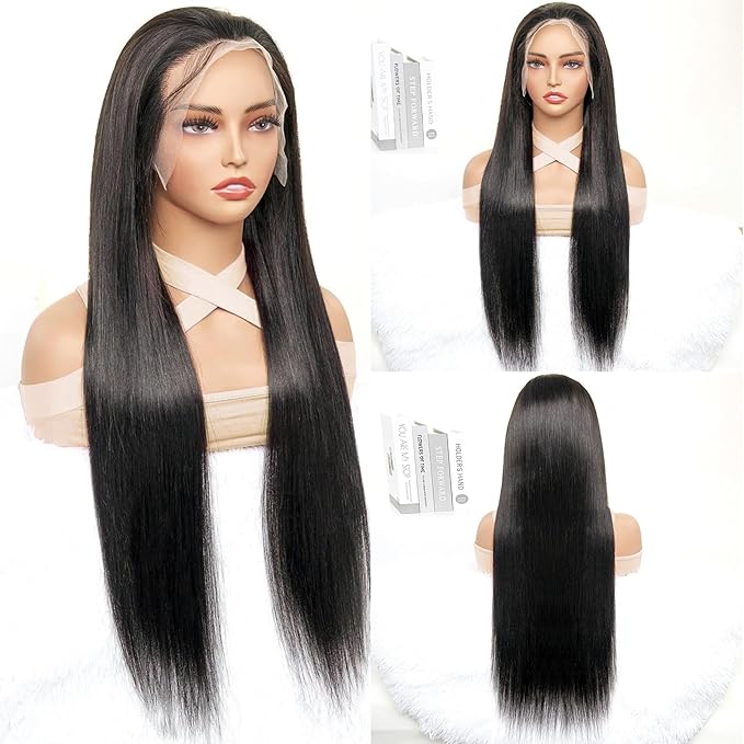 30 Inch 13x6 Lace Front Wigs Human Hair Pre Plucked Real Virgin Human Hair Wig Invisilbe Hairline Tiny Knots 230 Density Straight HD Lace Frontal Wigs 3X Longer Lifespan