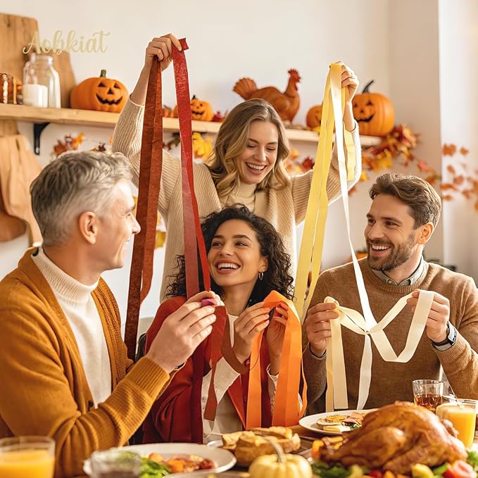 AOBKIAT Fall Thanksgiving Streamers Party Decorations, 5 Rolls | Orange Red - Image 2