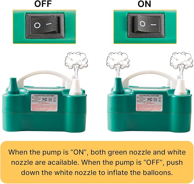PartyWoo 110V 600W Electric Balloon Pump, Portable Balloon Inflator, Dual - Image 6