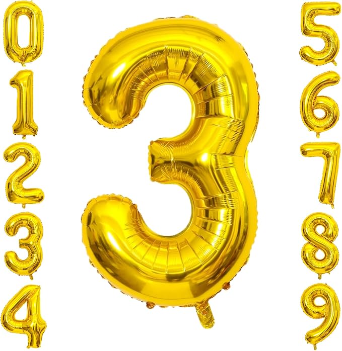 Gold Number Balloons Birthday Balloons by United-UnicornsParty
