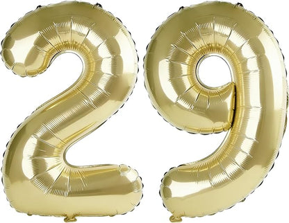 40 Inch Number 29 Balloons for 29th Birthday Party Decorations, 0-100 Champagne by FOBELEC