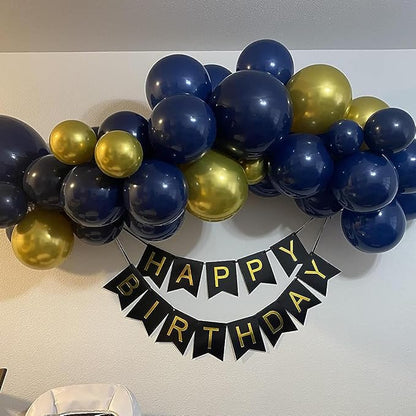 Pre-Strung Black and Gold Happy Birthday Banner Sign - Image 7