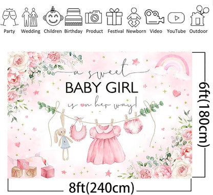 Mocsicka Sweet Baby Girl Princess Pink Greenery Party Decoration - Image 2