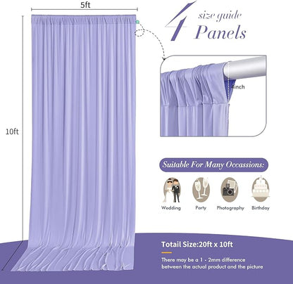 20 ft x 10 ft Wrinkle Free Lavender Backdrop Curtain - Image 5