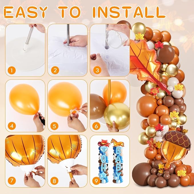 2 Set Fall Balloon Arch Kit Adjustable Fall Column Stand Thanksgiving Balloon - Image 5