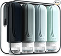 Travel Bottles for Toiletries, Large 6oz Oversize Containers, BPA Free Leak Proof Tubs Refillable Liquid Traveler Accessories with Toiletry Bag for Cometic Shampoo and Lotion Soap (4 Pack)