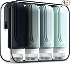 Travel Bottles for Toiletries, Large 6oz Oversize Containers, BPA Free Leak Proof Tubs Refillable Liquid Traveler Accessories with Toiletry Bag for Cometic Shampoo and Lotion Soap (4 Pack)