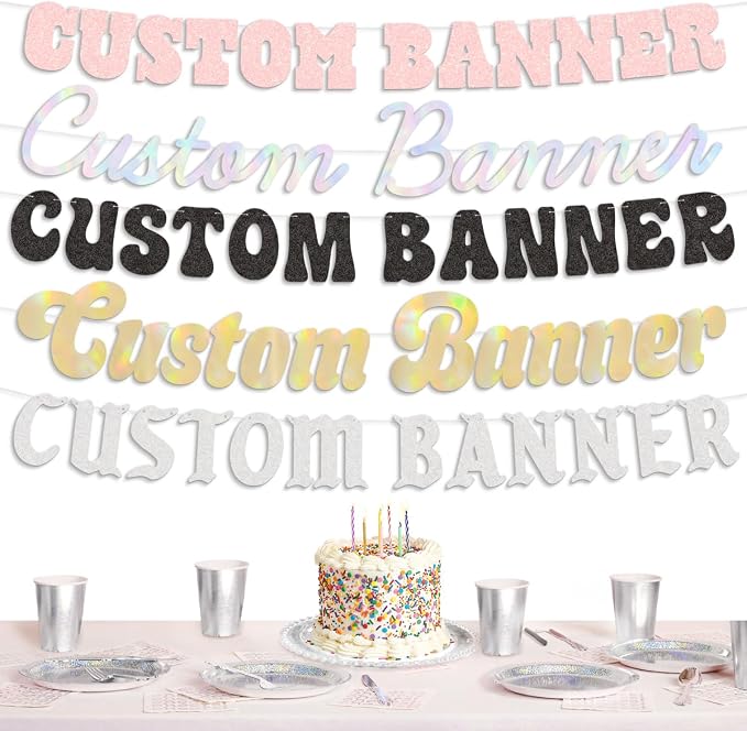 xo, Fetti Custom Banner Choose Your Font + Color | Personalized Decor | by xoFetti