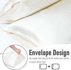 Tyfitb Satin Pillowcase for Hair and Skin, Beige Pillowcases Set of 2, Cooling Pillow Cases King Size(20×36 Inches), Soft Luxury Satin Pillowcase with Envelope Closure