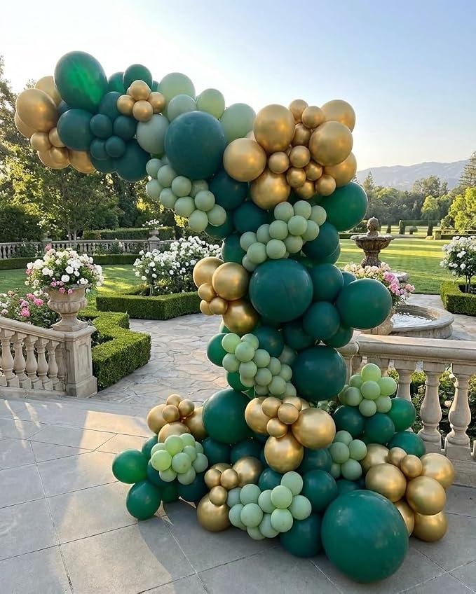 Green and Gold Balloons Garland Arch Kit - Image 5