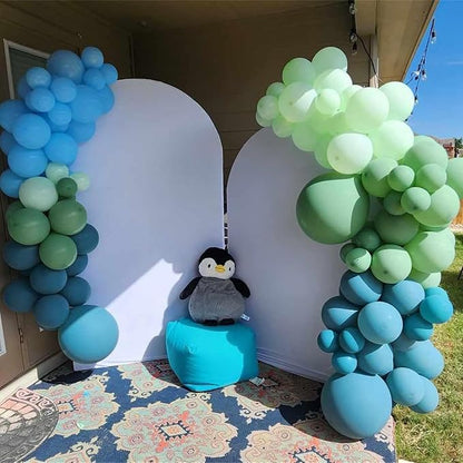 Dusty Slate Blue and Green Garland Balloon Arch Kit - Image 7