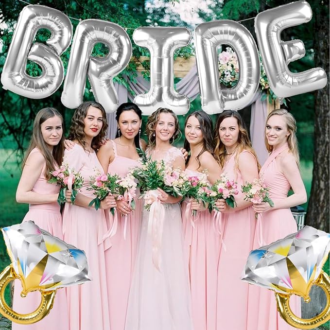 Bride Balloons with 2 Ring Foil Balloons, bachelorette parties and engagements - Image 2