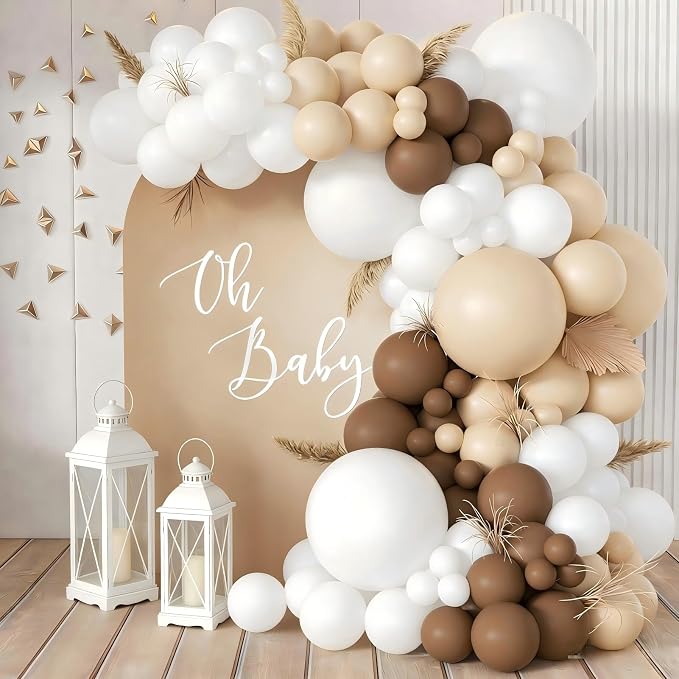 160Pcs Neutral Balloon Garland Arch Kit Brown Beige Nude Tan White Balloons by Unknown