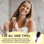 Mini Hair Brush,Cute Detangling Travel Hair Brush,Soft Bristles for Effortless Tangle Removal,Detangler Hairbrush for Women Men Boys Girls Kids Wet Dry All Hair Types (Pink White Roses, Mini)