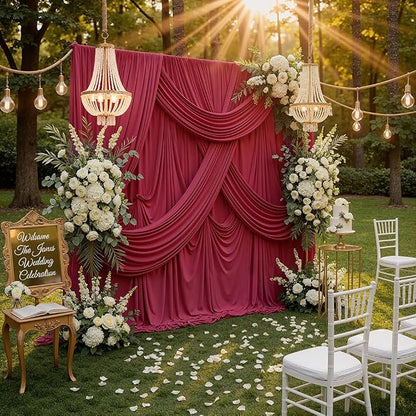 30ft x 10ft Maroon Backdrop Curtains - Image 7