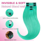 Lashey Seamless Clip in Hair Extensions Human Hair 4pcs 48g Green 20 Inch Straight 100% Remy Human Hair Extensions for Black Women