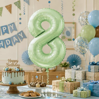 AULE 40 Inch Sage Green 8 Balloon Numbers Foil 0-9 Birthday Big Numbers | - Image 2
