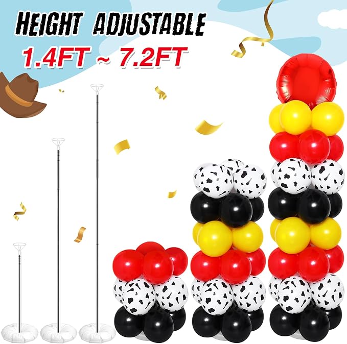 Hungdao 2 Sets Western Cowboy Cowgirl Themed Balloon Column Stand Kit Cartoon - Image 6