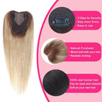 Hair Toppers for Women Real Human Hair Topper Swiss Lace Middle Part Clip in Bangs Remy Human Hair Straight Hairpieces for Thinning Realistic Scalp 360° Cover Gray Hairy Roots Highlight Ombre Blonde