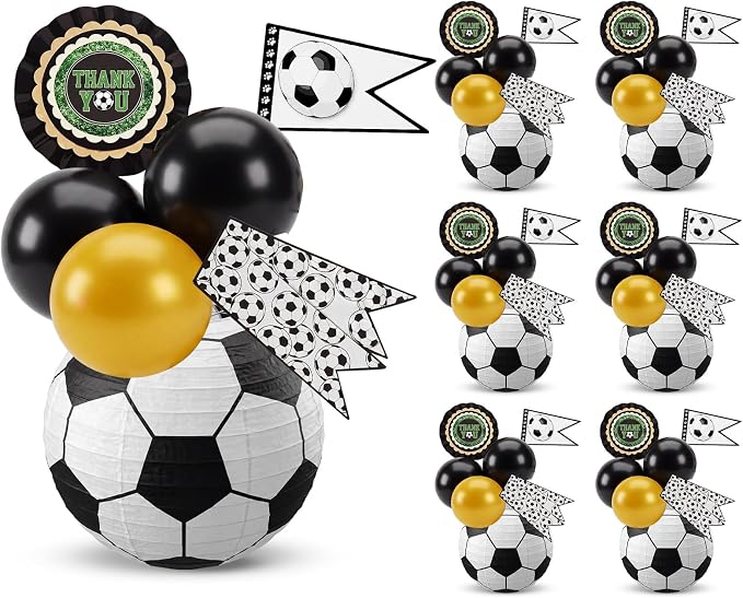 Sets of 6 Soccer Table Centerpiece Decorations 8 Inch Soccer Ball Paper by Unknown