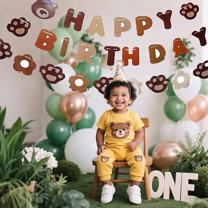 Bear Happy Birthday Banner, Party Pennant Decor, Happy Birthday Banner Adorable - Image 4