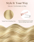 GOO GOO Invisi Edge Tape in Hair Extensions Human Hair, 16/22 Light Blonde Highlighted Golden Blonde, 10pcs 20inch 30g, Virgin Remy Hair, Seamless Injected Tape, Natural Look