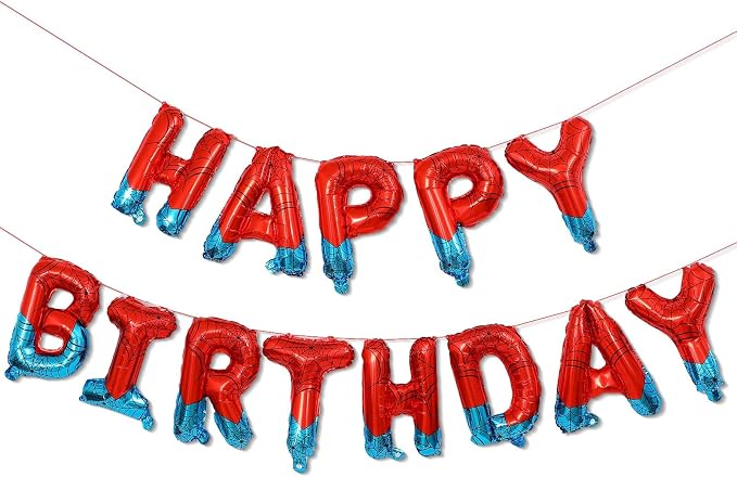 16 Inch Happy Birthday Balloons Banner Spider Theme Party Decorations | Foil by TNCDJKPA