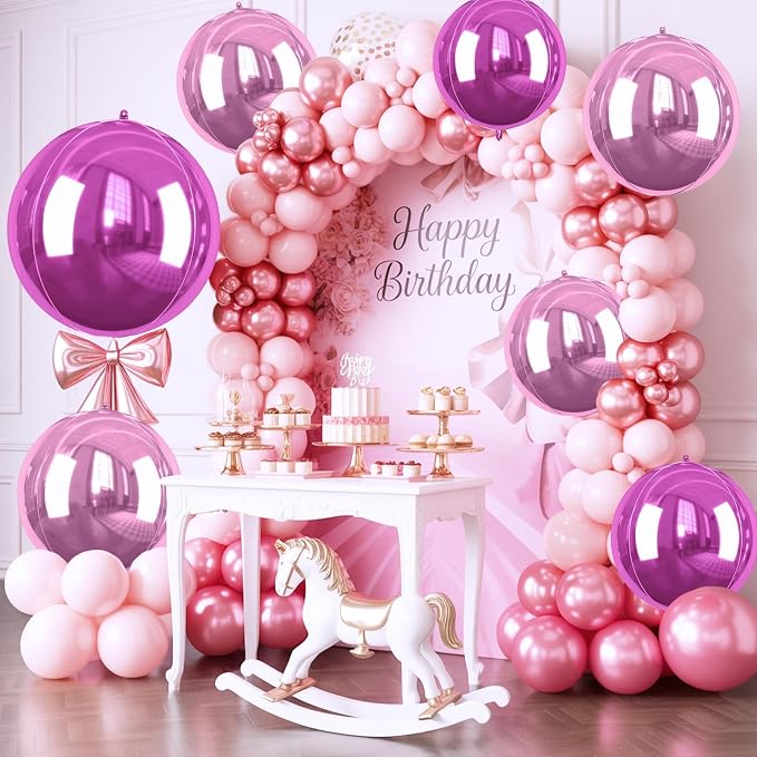 22 Inch Hot Pink Foil Balloons, Big Round Foil Balloon - Image 4