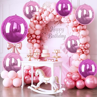 22 Inch Hot Pink Foil Balloons, Big Round Foil Balloon - Image 4