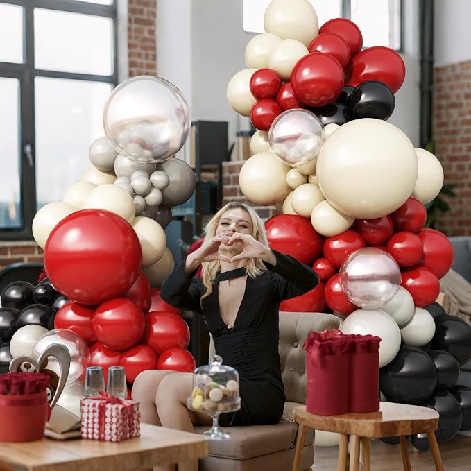 Ruby Red and Black Balloons Arch Kit - Image 5