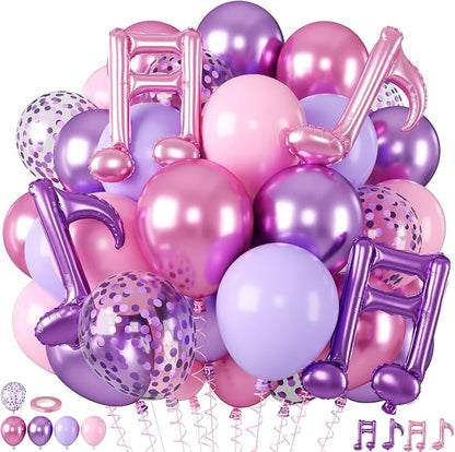 Pink and Purple Balloons, Music Note Balloon Foil, 12 Inch Metallic Pastel by BIAPIAN