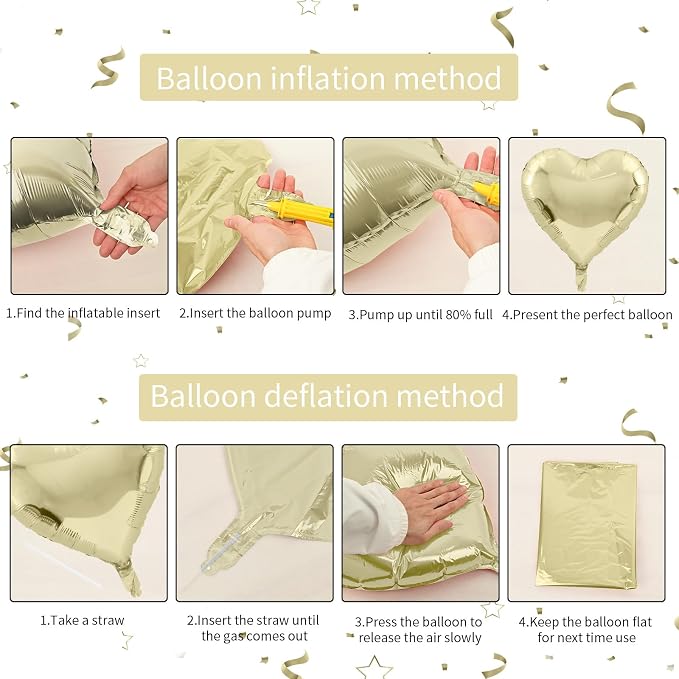 Biapian Pastel Gold Heart Balloons - Image 3