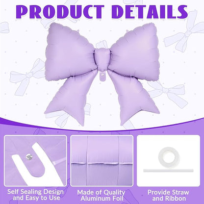 6 Pcs Light Purple Bow Balloons - Image 5