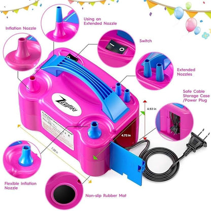Portable Electric Balloon Pump - 110V 600W Dual Nozzle Balloon Inflator Pump - Image 7