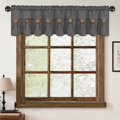 Farmhouse Valance Curtains, Boho Cotton Linen Kitchen Valance, Rod Pocket - Image 8