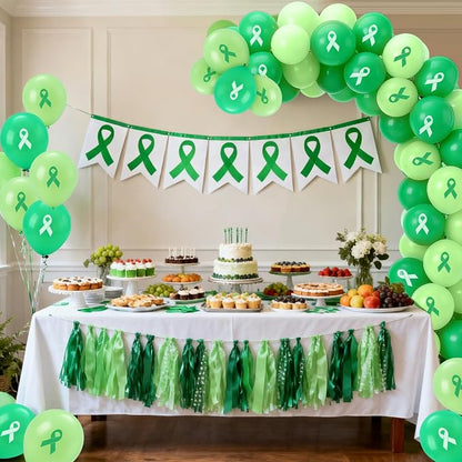 100 Pcs Mental Health Awareness Month Decorations, 12 Inch Green Ribbon Latex - Image 5