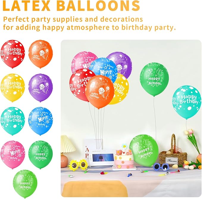 50pcs 12inch Happy Birthday Balloons - Image 2