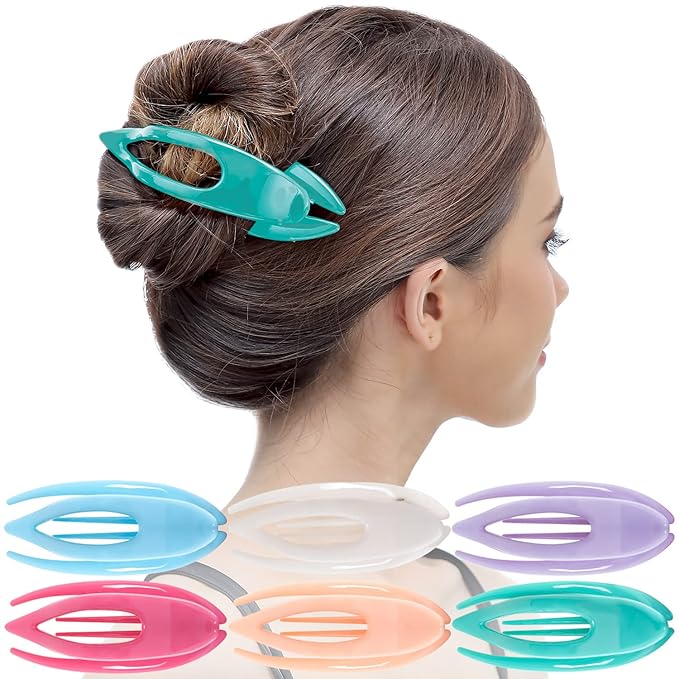 RC ROCHE 6 Pcs Flat Hair Clips Big Claw for Thick Hair French Duckbill Women No Slip Side Slide Curved Alligator Concord Strong Grip Hold Volume Lay Down Clamp, Medium Pastel Multicolor