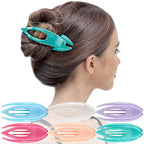 RC ROCHE 6 Pcs Flat Hair Clips Big Claw for Thick Hair French Duckbill Women No Slip Side Slide Curved Alligator Concord Strong Grip Hold Volume Lay Down Clamp, Small Pastel Multicolor