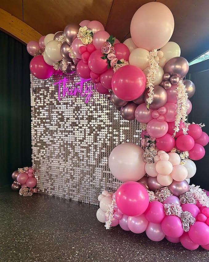 Bezente Pink Balloons Set 60pcs 12 inch | Metallic Pearl Pink, Hot & Pastel - Image 6