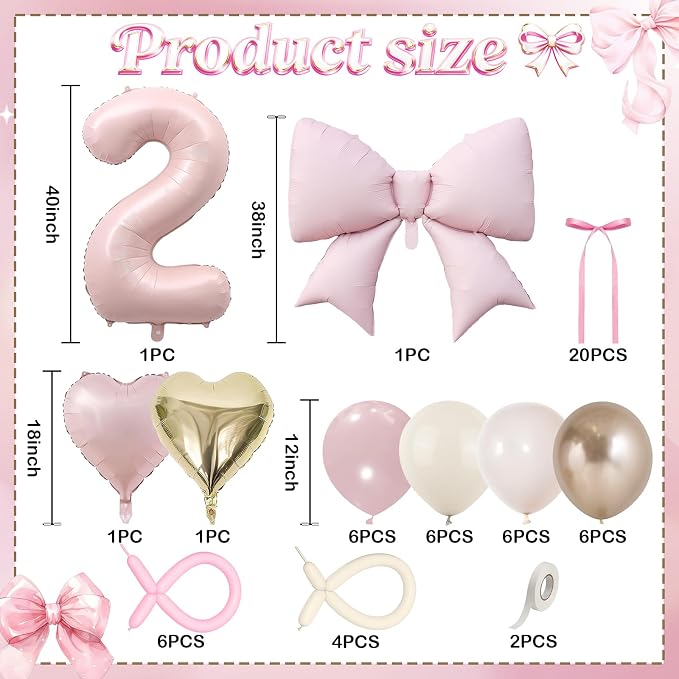 40 Inch Dusty Pink Balloon Number 2, Blush Pink Gold Beige Latex Balloons 2nd - Image 3